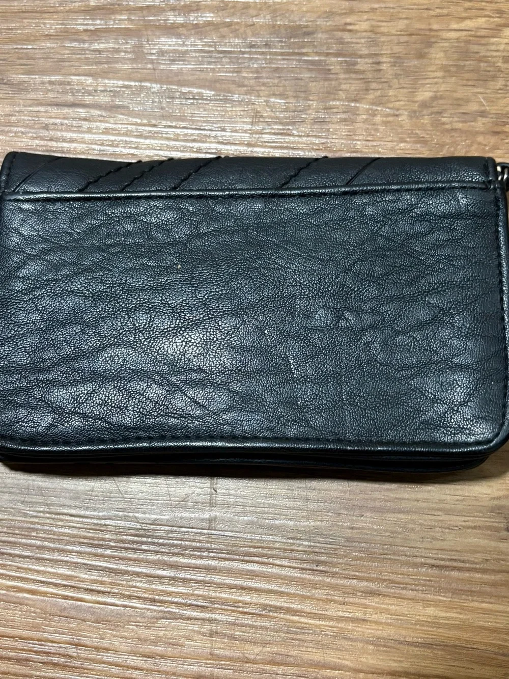 Jessica Simpson Black Checkbook Wallet Leopard Print Interior Faux Leather